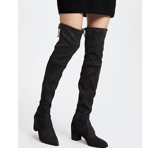 Stuart Weitzman Black Thighland Suede Boots